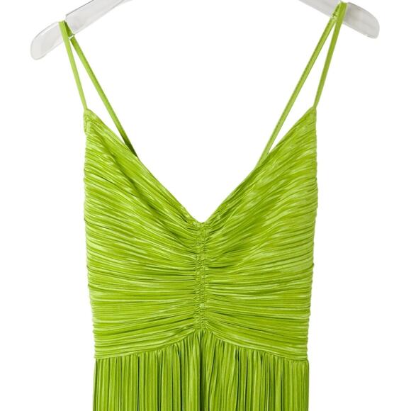 Shein Lime Green Satin Long Flowy Strappy Maxi Dress Medium - Picture 8 of 13
